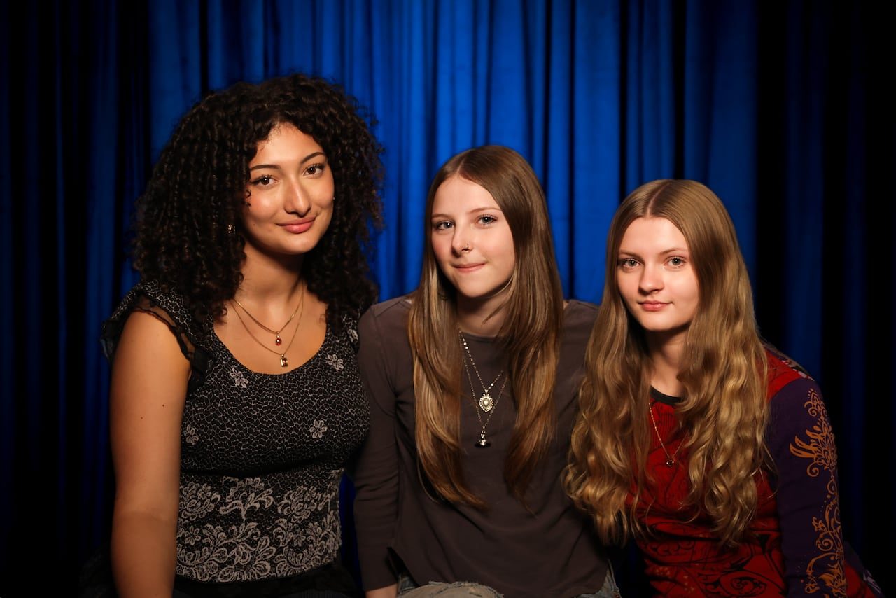 Lola, Violet and Clara in the CBC Q portrait studio, 2026