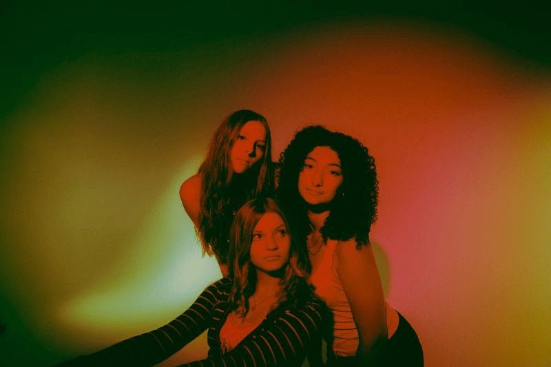 The band in red and green light