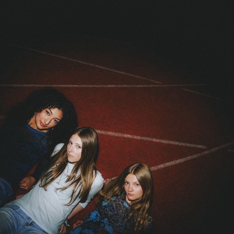 The band lying on a running track